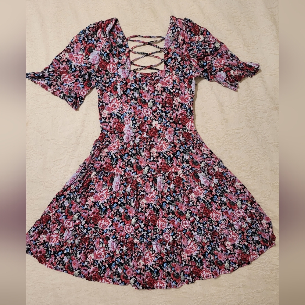 Floral Lace-Up Women's Dress